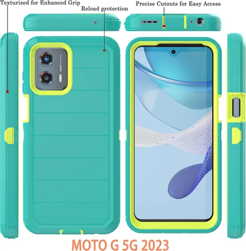 Vista 7 de Funda para Moto G 5G 2023 (sin protector de pantalla) con funda duradera de 3 capas a prueba de caídas, a prueba de golpes, funda de goma sólida