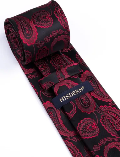 Vista 73 de HISDERN Corbatas para hombre, corbata de cachemira y bolsillo cuadrado tejido clásico floral para hombre, corbata de fiesta de boda
