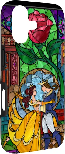Vista 3 de Disney La Bella y la Bestia - Carcasa de Vidrio Emplomado de Bella y el Príncipe para iPhone 17