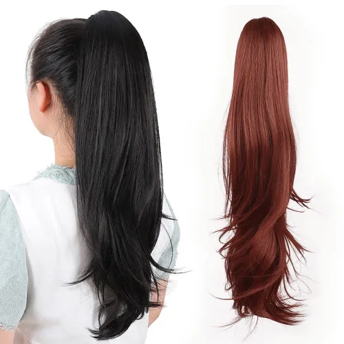 Vista 84 de Extensiones de cola de caballo, extensiones de cabello de cola de caballo con clip de garra marrón oscuro para mujer, pieza de cabello rizado