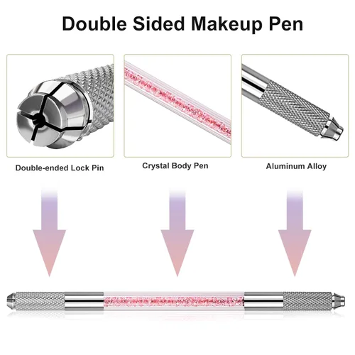 Vista 3 de Microblading Pen - Bolígrafos manuales para cejas, suministros de microcuchilla, herramienta de mano de microblading de doble cara para suministros