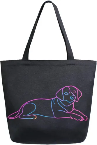 Vista 17 de ALAZA - Linda bolsa de lona grande con diseño de bulldog pug negro francés, reutilizable, para compras, con asas, resistente, lavable Multi 13