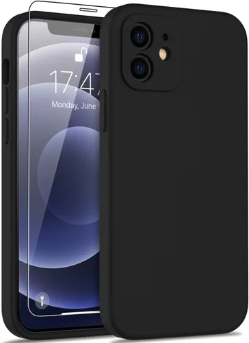 Vista 19 de DEENAKIN Funda de silicona compatible con iPhone 12 con protector de pantalla, mejora la protección de la cámara, funda protectora suave y flexible
