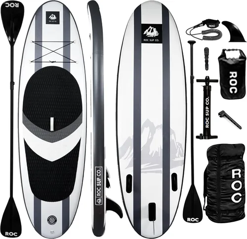 Vista 39 de Roc Tabla de remo inflable con accesorios y mochila de alta calidad, cubierta antideslizante, bolsa impermeable, correa, remo y bomba de mano.