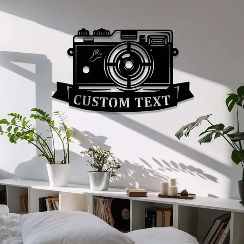 Vista 5 de Letrero de fotografía personalizado, decoración de estudio fotográfico, cámara personalizada, arte de pared de metal, fotógrafo, regalo