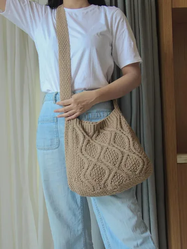 Vista 6 de Verdusa Bolsos de hombro de ganchillo para mujer, bolso de mano de punto Hobo, bolsas de compras