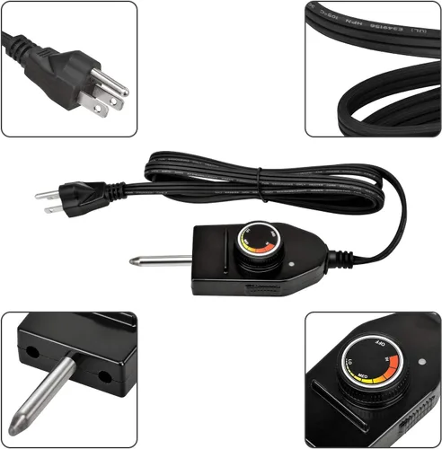 Vista 4 de Stanbroil Cable de alimentación con control de termostato de repuesto para elemento calefactor Stanbroil 125V 15A, no universal