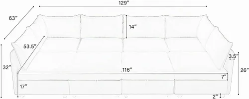 Vista 2 de ERYE - Sofá modular modular de gran tamaño para 8 asientos, con asiento de almacenamiento y otomana, sofá tapizado de felpilla en forma de U, sofá