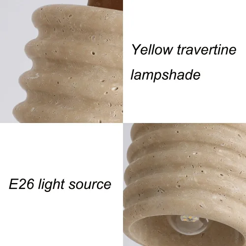 Vista 5 de Modern Instant Pendant Lights, 2 Pack Mini Ceiling Hanging Lighting, Nordic Retro Natural Travertine Shade Chandelier for Kitchen Island Living Room