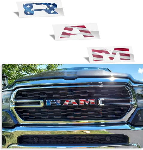 Vista 2 de Reflective Concepts -Calcomanía superpuesta de emblema de rejilla RAM, estilo de bandera americana