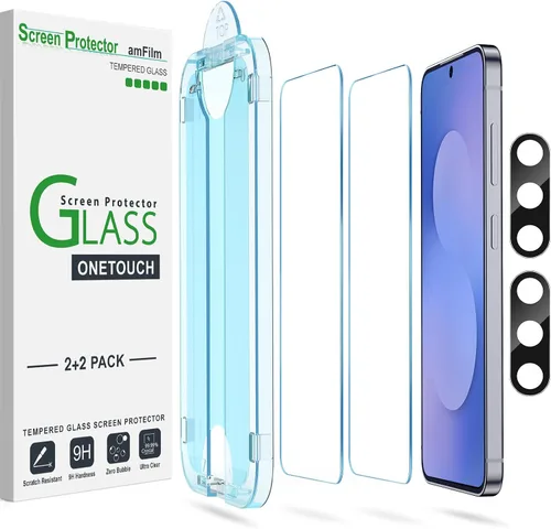 Vista 16 de amFilm OneTouch - Protector de pantalla para Samsung Galaxy S22 5G de 6.1 pulgadas, dureza 9H con protector de lente de cámara, más fácil