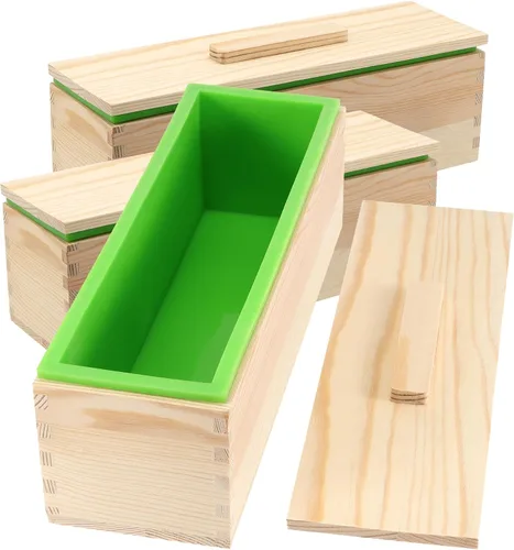 Vista 22 de ZOENHOU Paquete de 2 moldes de jabón azules de 42 onzas con 2 tapas, kit de moldes de silicona rectangulares flexibles para hacer jabón con caja