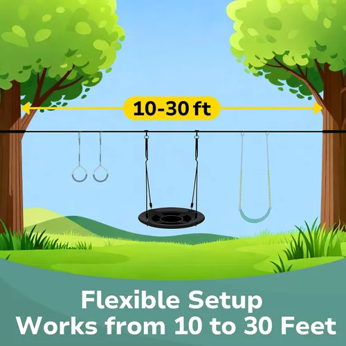 Vista 5 de Hapfan Slackline - Juego de columpios para patio trasero, juego de columpio de platillo de 40 pulgadas entre árboles, equipo de juego al aire libre