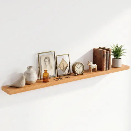 Vista 24 de Estantes flotantes de 20 pulgadas para pared, estante flotante de madera maciza de alta gama con soporte invisible resistente, estantes de pared