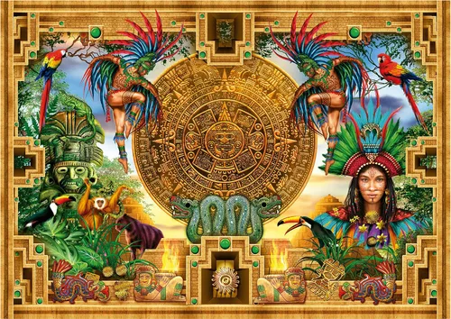 Vista 2 de Educa - Rompecabezas de 2000 piezas para adultos Montago azteca maya. 14 años (19565)