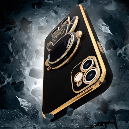 Vista 5 de Pepmune Funda compatible con iPhone 12 Bonita Diseño de Soporte de Astronauta en 3D Protección de Cámara A Prueba de Golpes Cubierta Trasera Suave