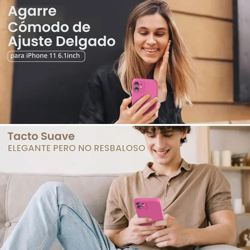 Vista 2 de Vooii Pitaya - Funda compatible con iPhone 11, silicona líquida mejorada con bordes planos, protección de cámara, forro de microfibra suave