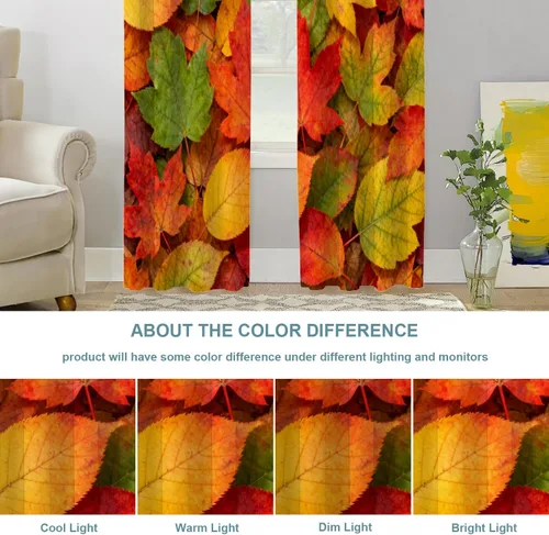 Vista 32 de Shrahala Orange Autumn Autumn Blackout Curtain Tiers, Fall Kitchen Valance Light Blocking Tier Drapes with Rod Pocket, 2 Pack 26 X 24 in