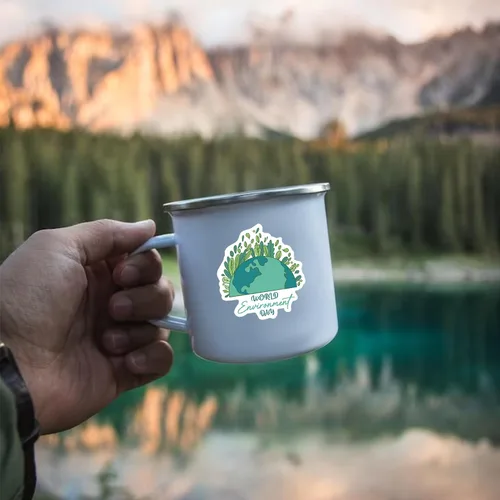 Vista 4 de GTOTd Calcomanías veganas verdes de la naturaleza del Día de la Tierra (300 unidades) Regalos de reciclaje de conservación del medio ambiente, Día