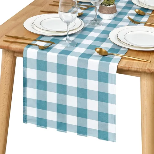 Vista 17 de Hiasan - Mantel cuadrado a cuadros, 30 x 30 pulgadas, tela impermeable y resistente a las arrugas para picnic, cena y fiesta, tela de poliéster