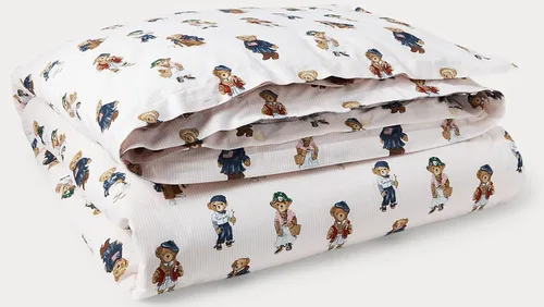 Vista 4 de POLO RALPH LAUREN Conjunto de edredón Twin con diseño de oso, a rayas verdes para niño, con funda estándar