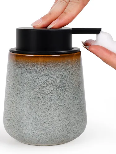 Vista 17 de INGOFIN Dispensador de Jabón de Cerámica Espumoso - Dispensador de Jabón de Mano de 12oz de Espuma para Baño, Dispensador de Platos Moderno