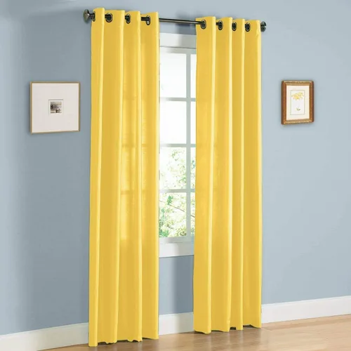 Vista 11 de J&V TEXTILES 2 paneles de cortinas de seda sintética con ojales sólidos para ventana, tratamiento en longitud de 84" (Beige)*