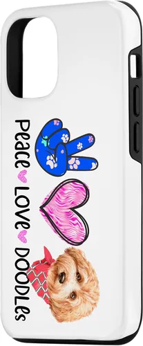 Vista 2 de Funda de regalo para iPhone 15 Peace Love Doodles Goldendoodle Dog Golden Labradoodle