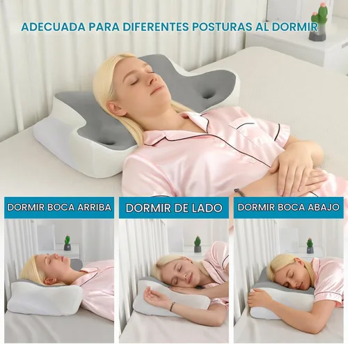 Vista 2 de DWCN Almohada cervical para aliviar el dolor de cuello y hombros, gel refrescante, soporte de espuma viscoelástica para dormir de lado, espalda Gris