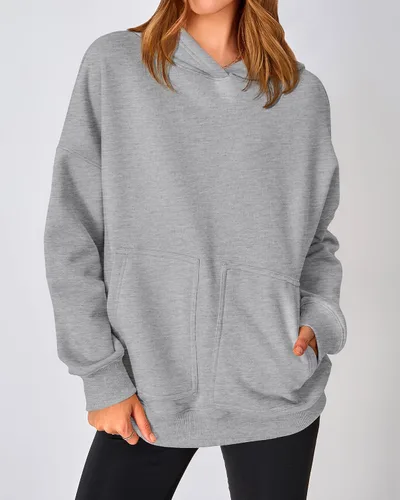Vista 3 de KIRUNDO Sudaderas con capucha de gran tamaño para mujer, sudaderas casuales de manga larga de forro polar con capucha para otoño 2023
