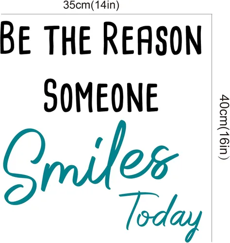 Vista 5 de Be The Reason Someone Smiles Today - Calcomanías de pared con citas inspiradoras, calcomanías de vinilo para dormitorio, sala de estar, escuela