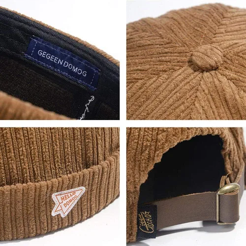 Vista 7 de jerague Gorros sin ala con hebilla de cuero ajustable Street Casual Docker Beanie Skull Caps A2-negro/caqui (paquete de 2)
