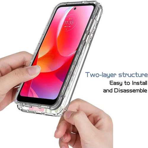 Vista 4 de Funda para Moto G Power 2022 (no compatible con 2021) con protector de pantalla de vidrio templado, cuerpo completo, a prueba de golpes