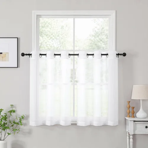 Vista 58 de OWENIE Cenefa transparente con ojales negros para ventanas, 2 paneles de 52