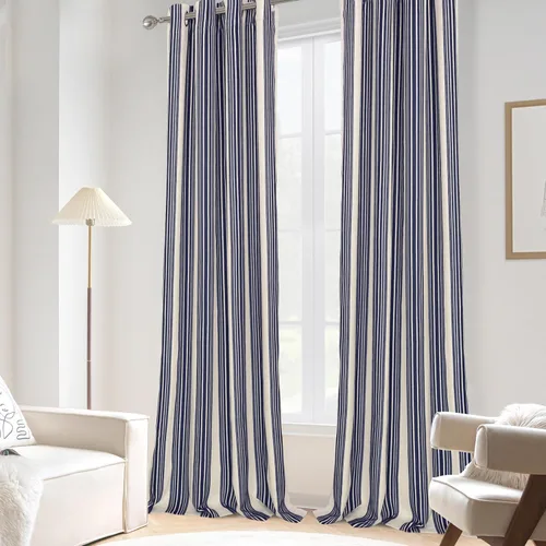 Vista 31 de DriftAway Chris Linen - Cortinas opacas con capa térmica y reductora de sonido, 63 pulgadas de largo para dormitorio, cortinas estampadas a rayas