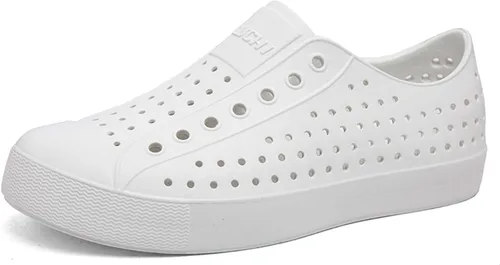 Vista 19 de FLIOZY Zuecos de jardín impermeables para hombres y mujeres, zapatos ligeros y transpirables de EVA sin cordones, cómodos y antideslizantes, calzado