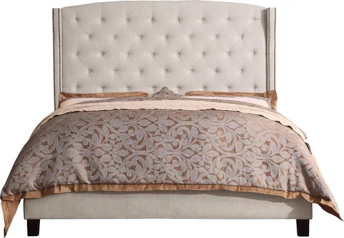 Vista 12 de Rosevera Essential - Base de cama de plataforma con cabecera capitoné tapizada de tela, soporte de listones de madera, fácil montaje, matrimonial