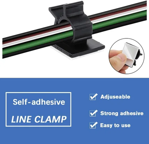 Vista 3 de Viaky 30 clips de alambre de cable negro ajustables de nailon para gestión de cables adhesivos, adecuado para cables de diámetro máximo de 0.5