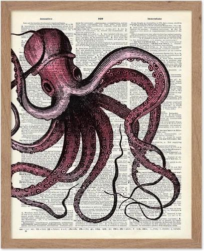 Vista 86 de Poster Master Póster de pulpo para parejas, póster de diccionario, arte Kraken, regalo romántico para él, ella, amantes, decoración náutica