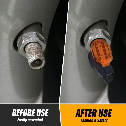 Vista 6 de 4 tapas de vástago de válvula de neumático de automóvil, tapas de vástago de válvula de aluminio, cubiertas universales para tapones de neumáticos