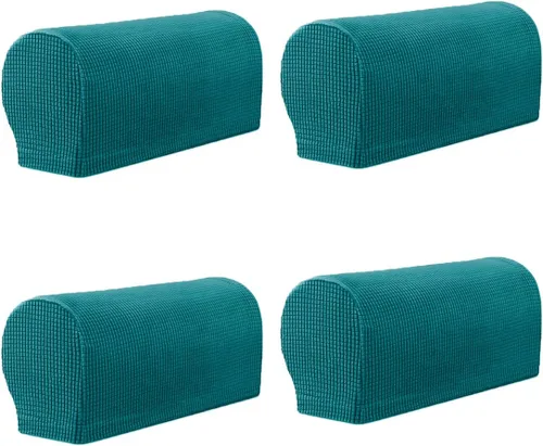 Vista 5 de vctops 4 fundas elásticas para reposabrazos de color sólido, antideslizantes, para sillas, sofá, sillón, fundas para sofá reclinable con pasadores