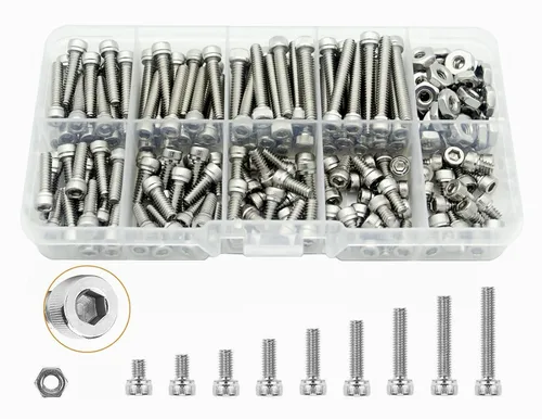 Vista 10 de #2-56 UNC Kit surtido de tornillos de cabeza hexagonal de acero inoxidable