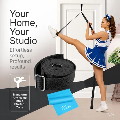 Vista 5 de Leg Stretcher Strap with Door Anchor and Resistance Band, Splits Trainer Home Flexibility Trainer for Splits, Ballet, Dance, Cheer, Yoga