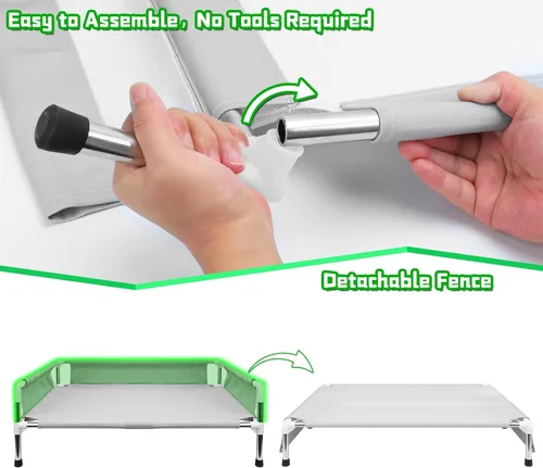 Vista 4 de Makerfire Cama elevada para perro, sofá cama elevada para perros medianos, cuna refrescante desmontable para interiores y exteriores, con patas