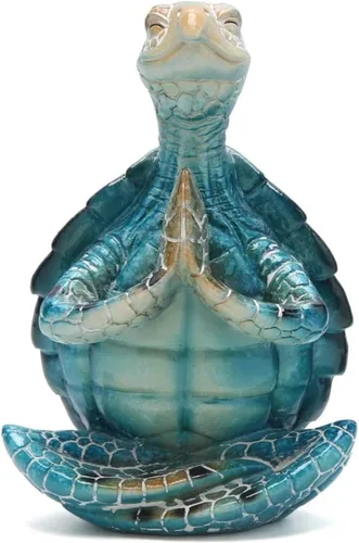 Vista 2 de VVGIFTS Estatua de Tortuga Marina para Meditación y Yoga, Figura de Jardín Meditación Adornos Costeros de Playa, Estatua de Resina Zen Yoga