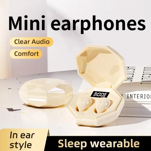Vista 2 de Mini auriculares Bluetooth invisibles, pequeños y discretos para dormir de lado, auriculares ocultos con pantalla LED para orejas pequeñas, dormir