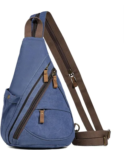 Vista 14 de KL928 Mochila de Lona Tipo Bandolera - Mochila Cruzada Pequeña para Hombro, Mochila Informal Diurna, Mochila para Hombre y Mujer (Versión Grande)
