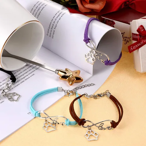 Vista 6 de Paquete de 15 pulseras de pata para niños y adultos, ajustables, pulseras con dijes, cachorros, perros, gatos, animales para fiestas temáticas