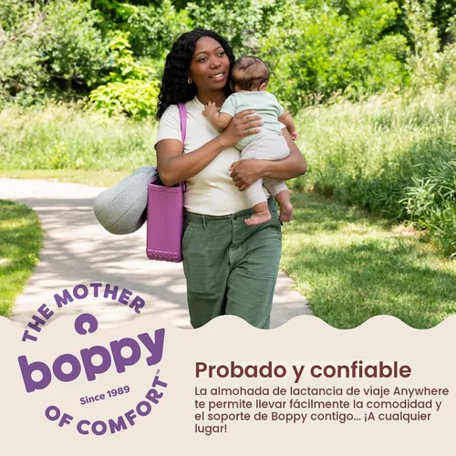 Vista 6 de Boppy Anywhere - Almohada de lactancia de viaje, compacta, ergonómica y almohada de lactancia materna con cierre de presión y bucle para colgar