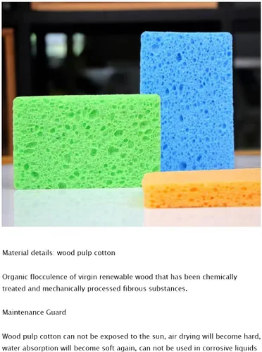 Vista 4 de Esponjas de celulosa, exfoliante resistente para cocina, comprimidas para desastres difíciles sin arañazos (paquete de 10, blanco)